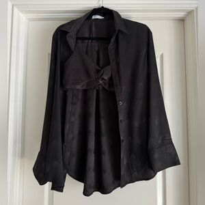Rumours Silk Button Up + Bralette Set